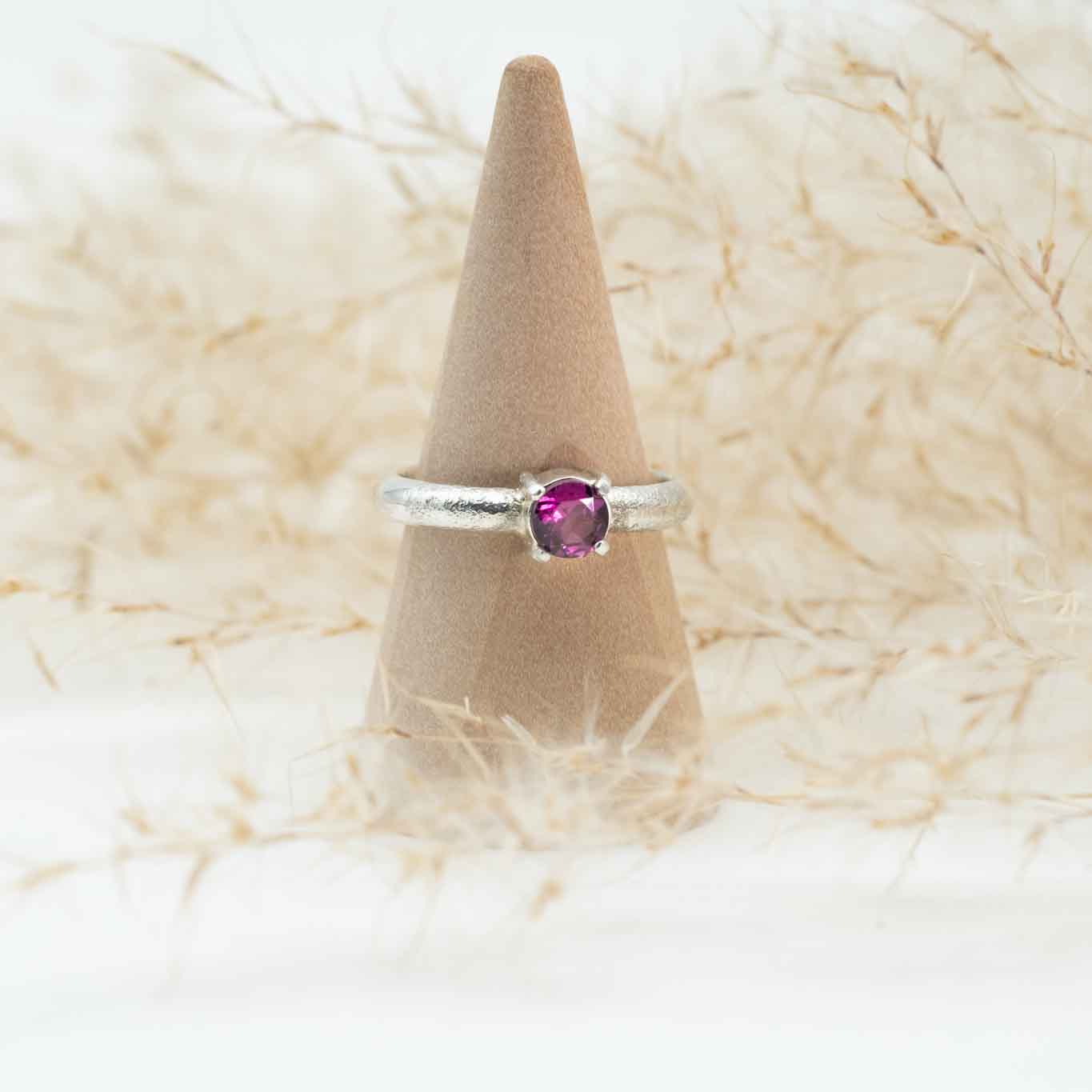 Garnet Solitaire Ring